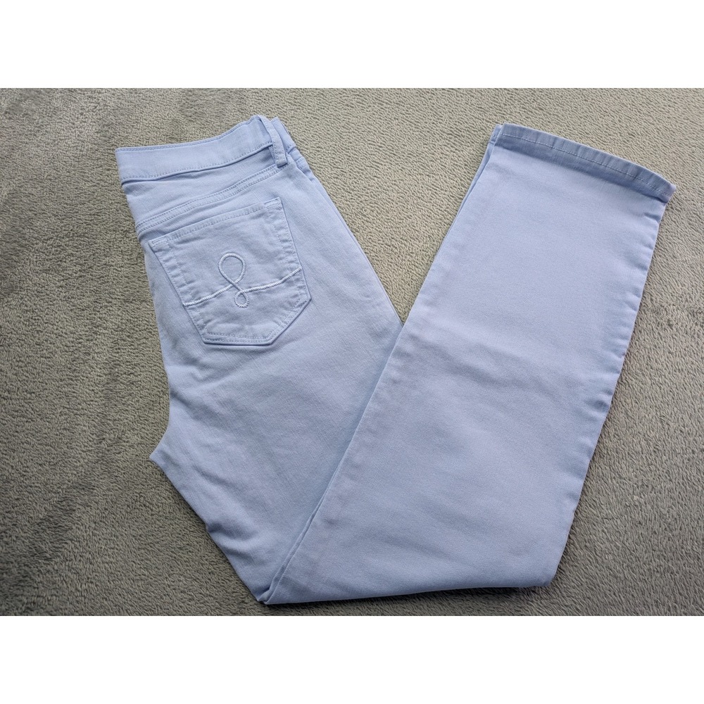 Lilly Pulitzer Womens Periwinkle Blue Gold Button Fly Straight Leg Jeans Size 0